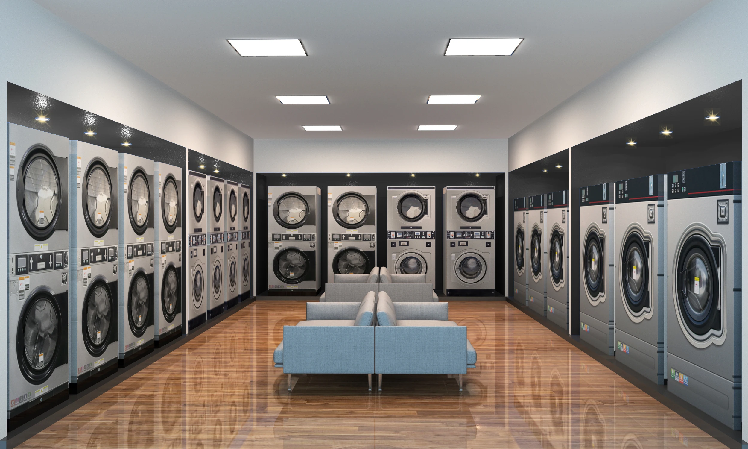 케냐 12 - 25kg 코인 운영 상업용 스택 2in1 세탁기 건조기 세탁 세탁기 가격