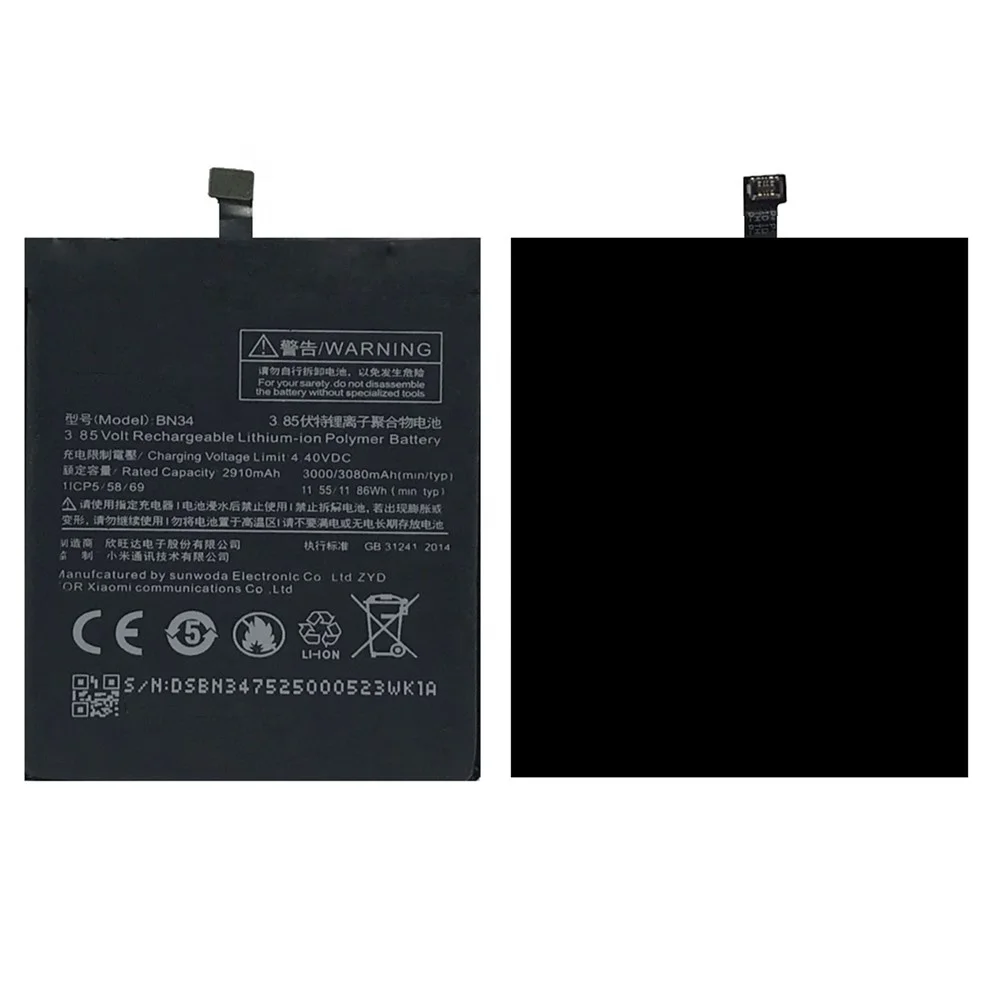 Bn34 For Xiaomi Redmi 5a M5a电池2900 3000mah可充电小米电池更换维修配件批发 Buy 对于小米电池mi移动电池bateria Para Celular Gb T 18287 2013纯钴手机辅助电池 手机电池移动电池aa电池锂电池可充电电池快速发货厂家批发 大容量长待机batterie Batteria Bateria