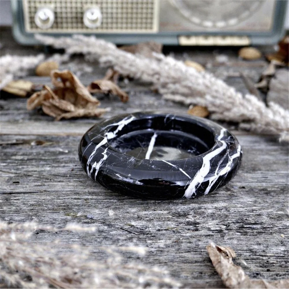Modern Green Marble Round Ashtray-Eco-Friendly Home Office Decor