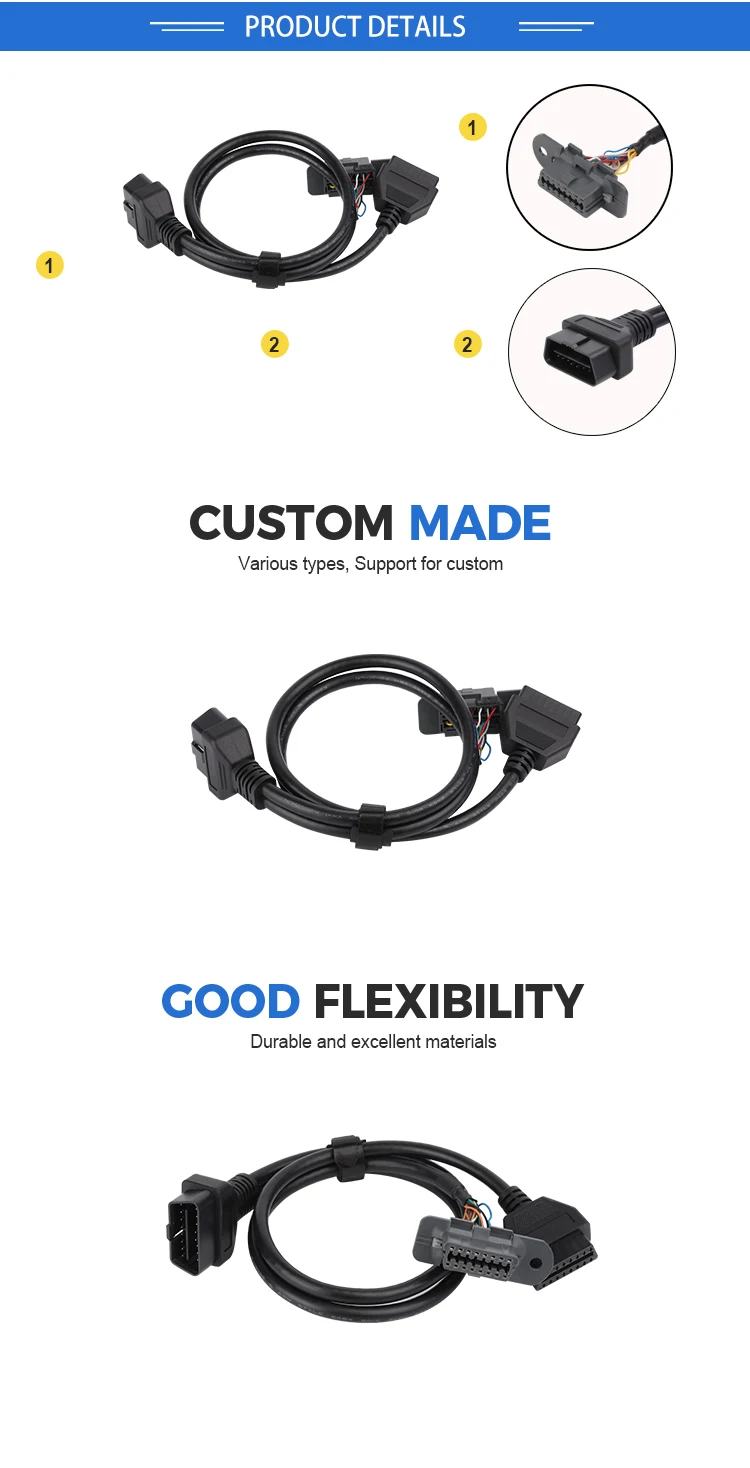 product 16pin right male to female with volov connector obd2 obd ii male y obd to volvo splitter cable for obd2 diagnostic scanner fault702-3