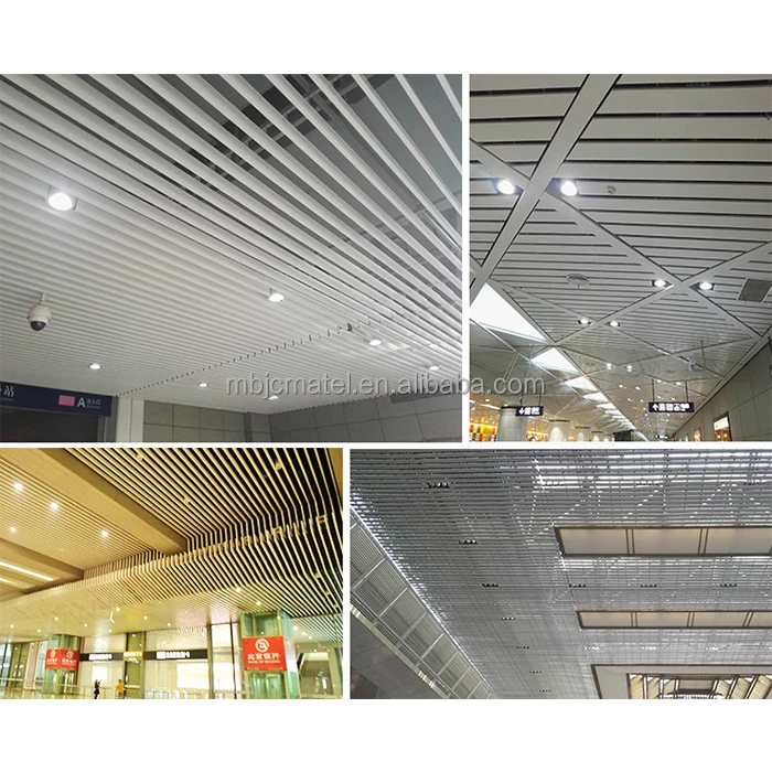 Grate Suspend Ceil Grid Surface Mount Strip Design Tube square Panel Screen Ceiling Aluminum S-strip Ceiling