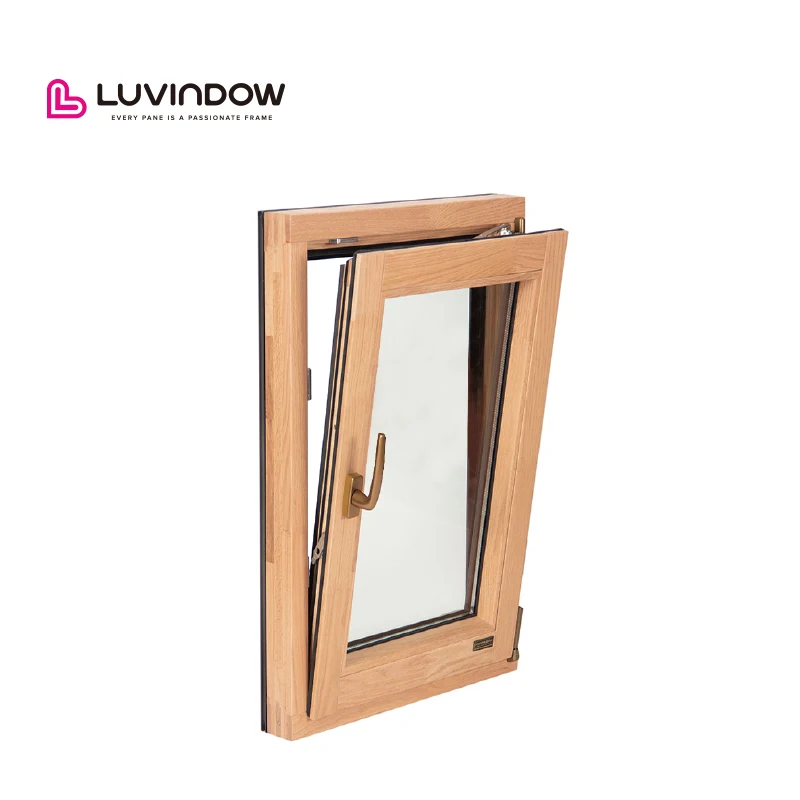 Aluminum Glass Windows Model in House Wood Cladding Aluminium Tilt and Turn Window with Handle
