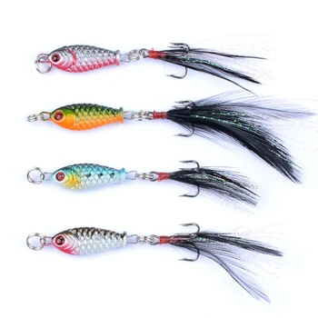 Mini Metal Fishing Jig Lure 5g 3D Eyes Original Metal Jig Lead with Feather Hook Fishing Lures – Metal Jig – view 2