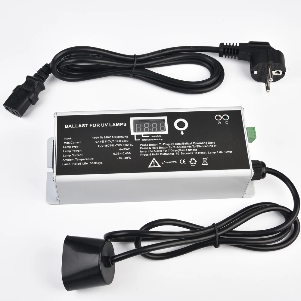 УФ-гермицидный балласт, УФ-лампа 4-55 Вт T5, УФ электронный балласт с таймером и дневным счетчиком