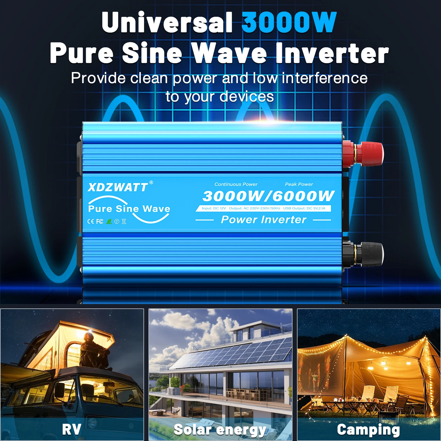 Hot Selling 12v 6000w Power 50hz 60hz Off Grid Dc To Ac12 Volt Inverter