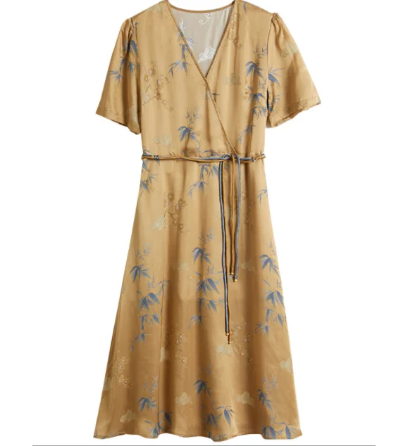 High Quality women 100%silk dress  custom  digital printing