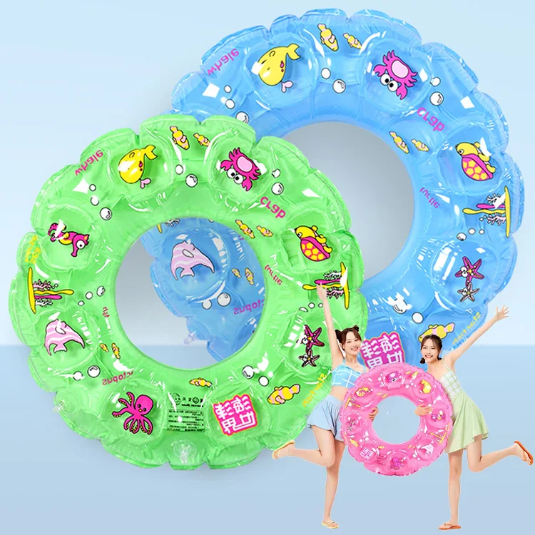 Hot PVC Donut Pool Float with Shark & Mermaid Multi-Size Inflatable Swim Ring for Kids and Adults Usage for Child