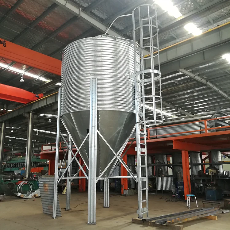 Small Conical Bottom Poultry Feed Silo Chickens' Feed Storage Bin with Hopper for Farm Use