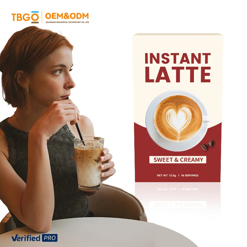 TBG OEM Latte Flavor Instant Coffee 6-in-1 Formula with Non-Dairy Creamer & Coconut Oil Powder Smooth Texture Private Label