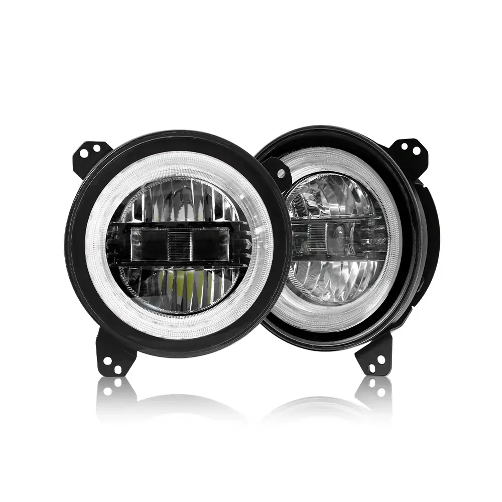 High Quality 9 Inch Round  OEM JY-BB-122-C LED Headlight Assembly Chrome Halo DRL for Jeep Wrangler JL 2018-2024
