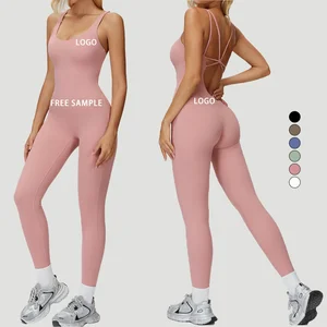 Brushed One-Piece Yoga Jumpsuit Women Eco-Friendly Breathable Spandex/Nylon Four-Way Stretch Quick Dry Full-Length Tight