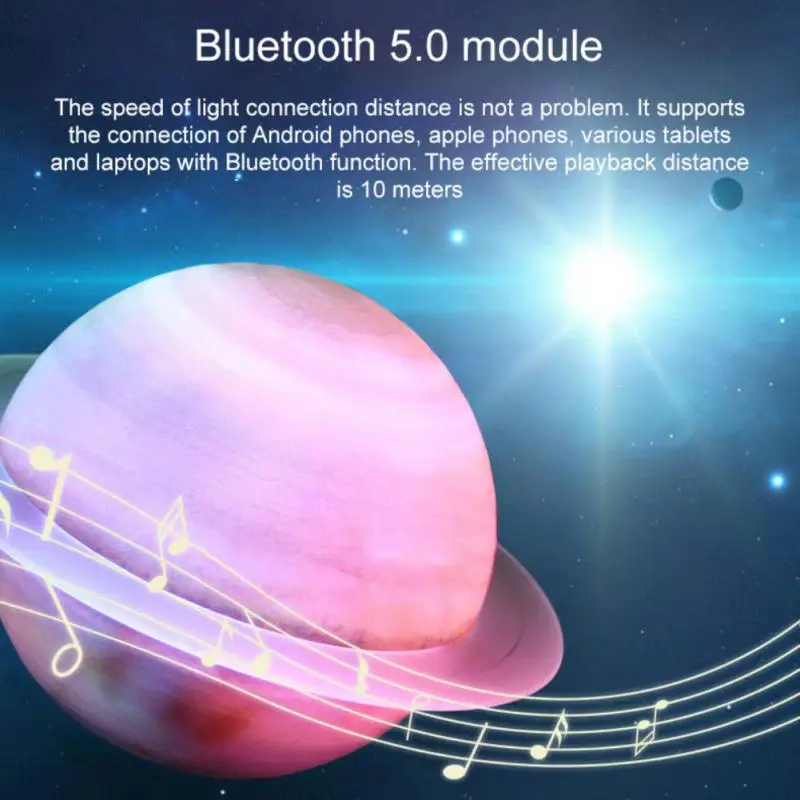 Starry Sky Saturn Ring bluetooth Speaker 2023 Colorful Night Light to Send Bracket Subwoofer Radio Home Small Speaker