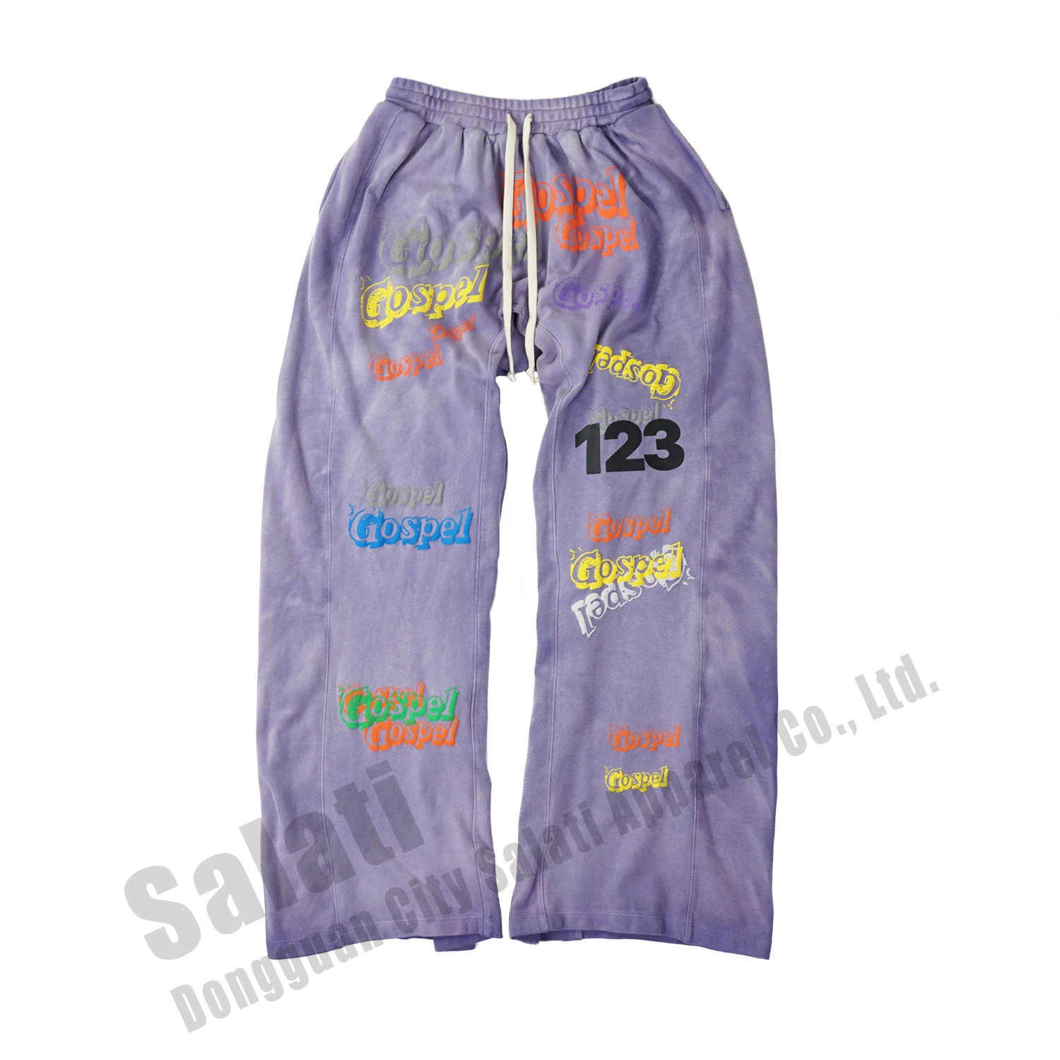 Custom Vintage Sweat Pant Wide Leg Drawstrings Print Cotton French Terry Heavyweight Oversized Baggy Acid Wash Sweatpants Men gallery 5