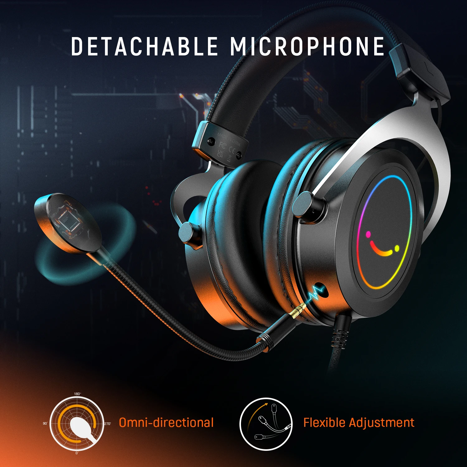 Fifine H3 Over-ear Headphone LED Light Wired Auriculares Gamer Rgb  Headset Headphones Gaming With Detachable Microphone