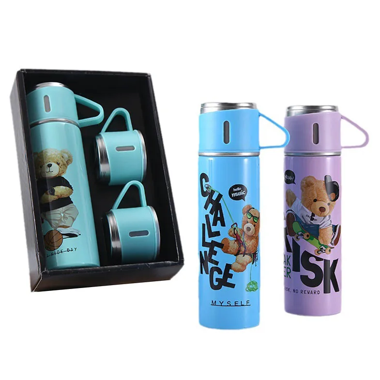 2025 New Products Outdoor Vacuum Set Thermos Hot Tomatodos Termosse With  Cup Stainless Steel Bottle Three Lids