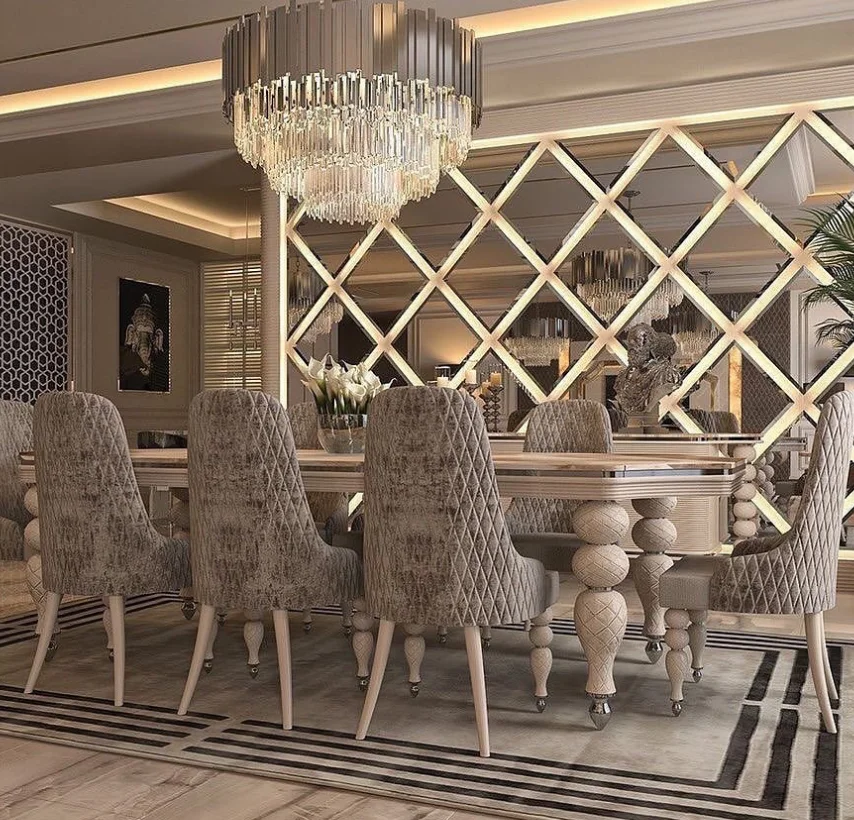 Italian Style Modern Dining Table Set Marble Table Top Stainless Steel Luxury Dining Room Furniture