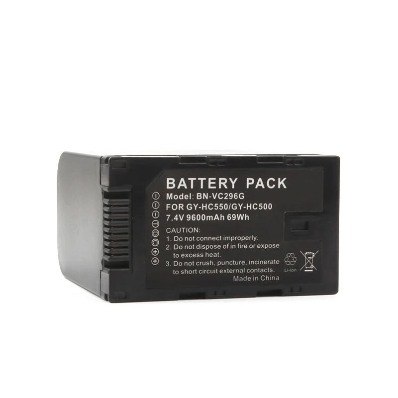 BN-VC296G High Capacity Replacement Batteries 7.4V 9600mAh Lithium Battery VC296G for JVC GY-HC500 GY-HC550 Cameras Battery manufacture