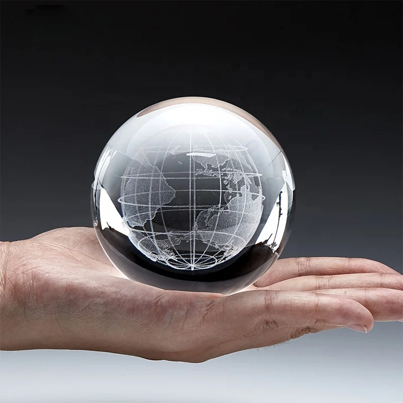 Globe de cristal en verre dépoli Globe Accueil Décorations de la terre -  Chine Crystal et sphères Sphère Sphère en verre prix