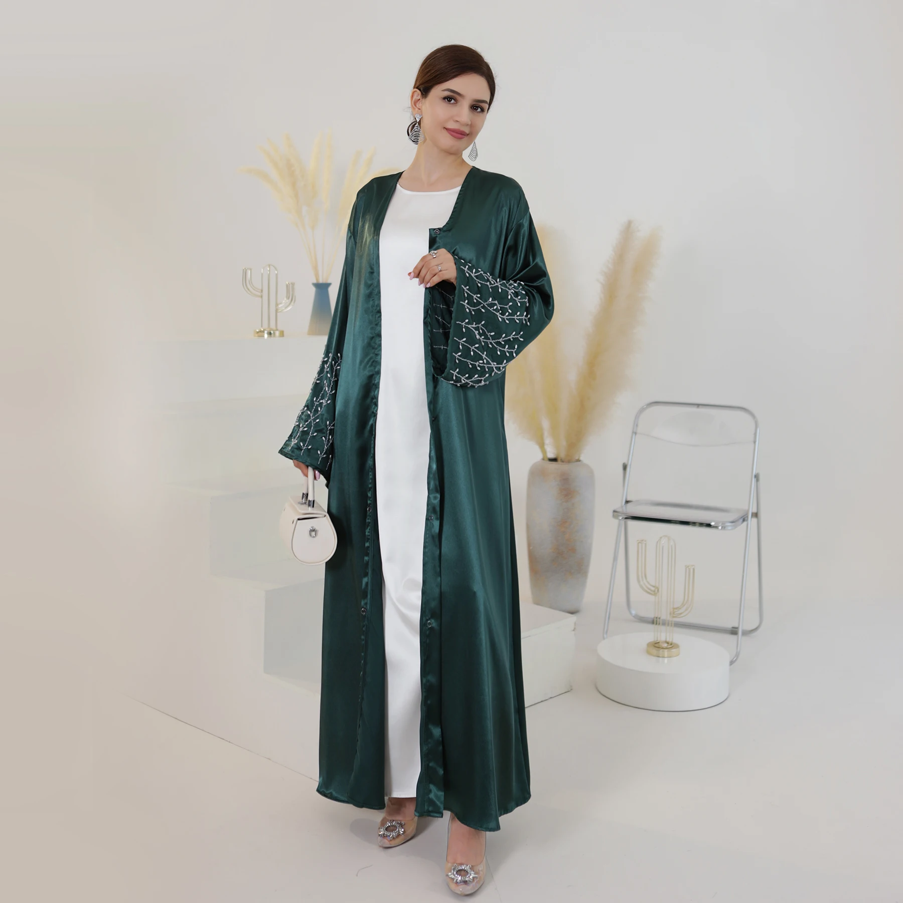 Loriya 2023 Hand Made Pearls Satin Luxury Abaya Dubai Modest Dresses ...