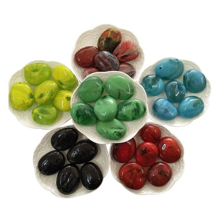 Bulk Landscape Glass Flat Beads Mix Color Yuhua Pebble Stone Embedded Tile Wall Floor Decorative Garden Pebbles Polished Stones