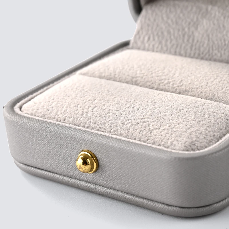 FANXI Custom logo Grey Leather Jewelry Box Ring Earrings Pendant Necklace Box Jewelry Packaging Velvet