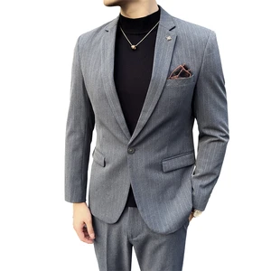 Men's Vintage Business Suits Loose Hipster Elastic Pants Wide Bottom High Waist Trouser Anti-Wrinkle Viscose/Polyester Matching