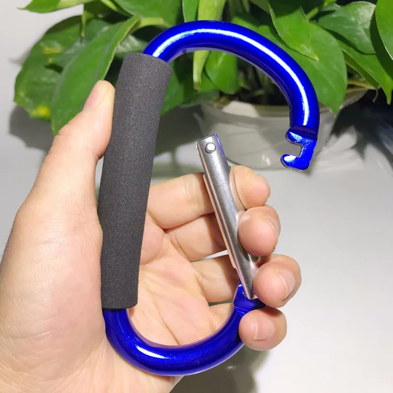 Custom large safety hang buckle clip hook big size aluminum d ring shaped carabiner with eva handle