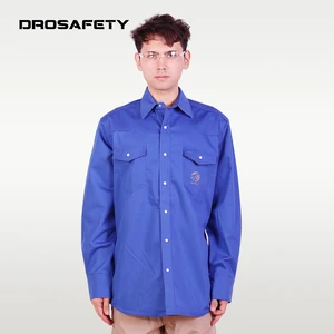 Industrial Cotton Nylon Flame Retardant Workwear Clothing Two-color Stitching Fr Working Shirt