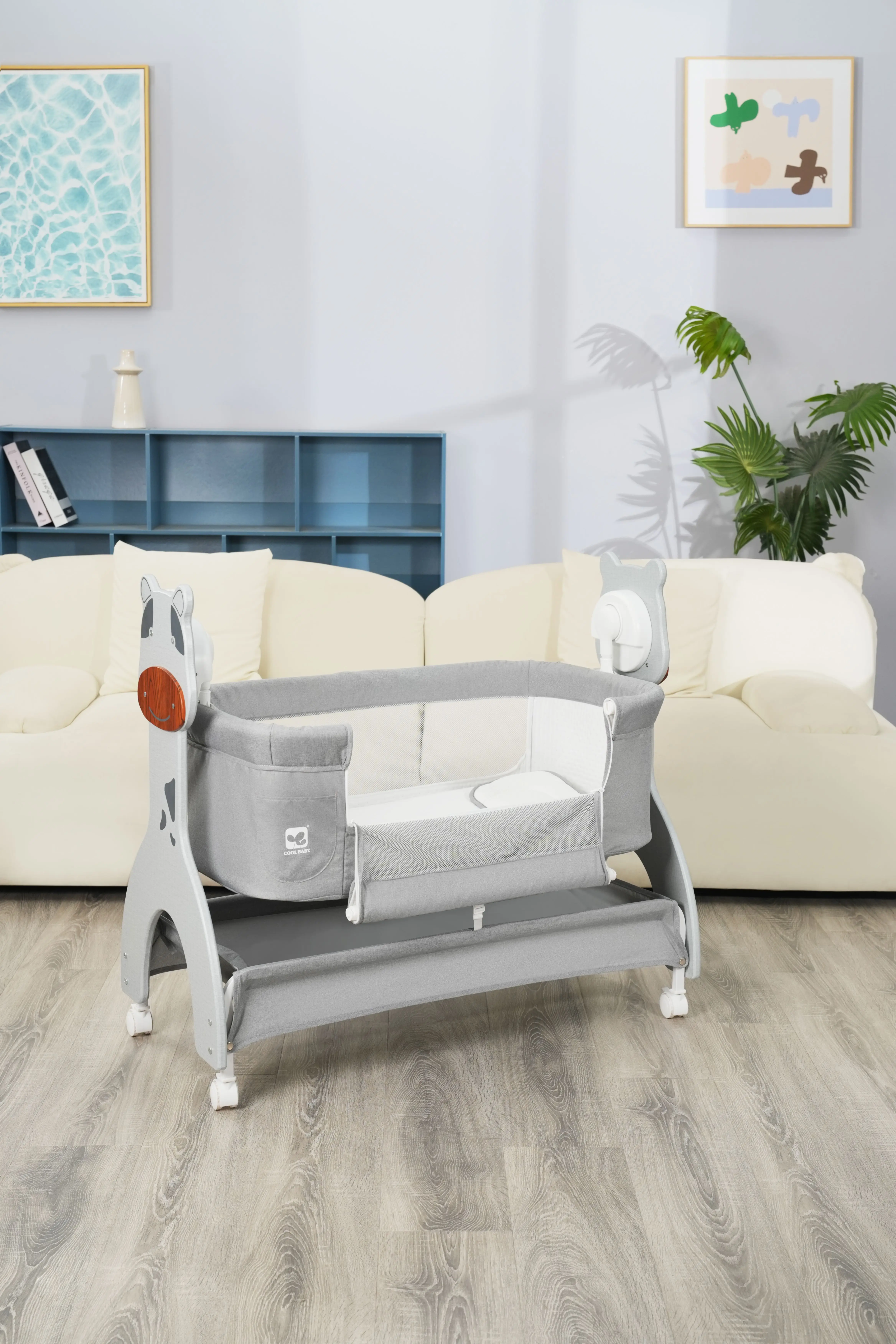 P1571D Cool Baby Newest Bigger Size Automatic Swing Baby Crib With Side-opening factory
