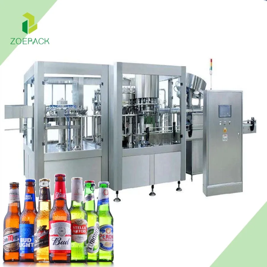 Máquina de llenado de cerveza automática 3 en 1, tipo rotativo, lavado de botellas de vidrio, llenado y tapado