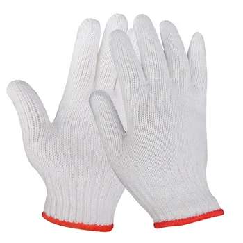 Wildly Used Best Quality 10 Gauge Washable Hard-wearing Bleached White Nylon Cotton Hand Safety String Knitted Work Gloves