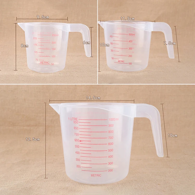 250/500/1000ML Plastic Transparent Measuring Cup Jug Pour
