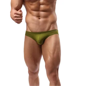 Men's 1-Piece Bikini Swim Briefs Seamless Triangle Solid Ruffles Beading Plus Swimming Shorts Breathable Stretch Quick Dry