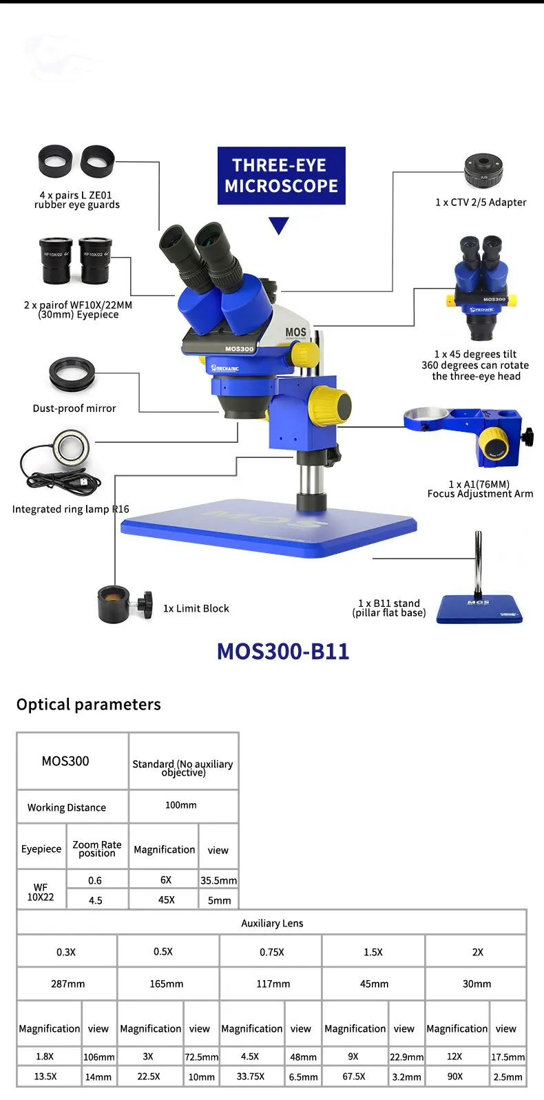 MCN Digital Microscope MOS300 - 6X-45X Magnification