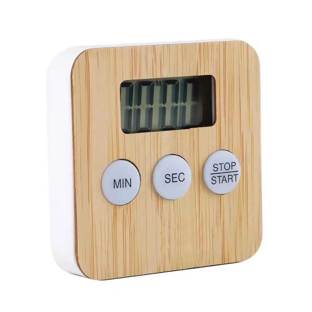 Eco-friendly Kitchen Gadgets Cooking Tools LCD Digital Bamboo Wood Kitchen Timer Practical Cooking Timer With LCD Display