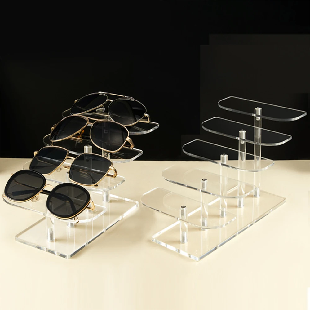 4 Layers Acrylic Display Stand Eyeglass Holder Display Countertop Gold Black Eyewear Sunglasses 9780