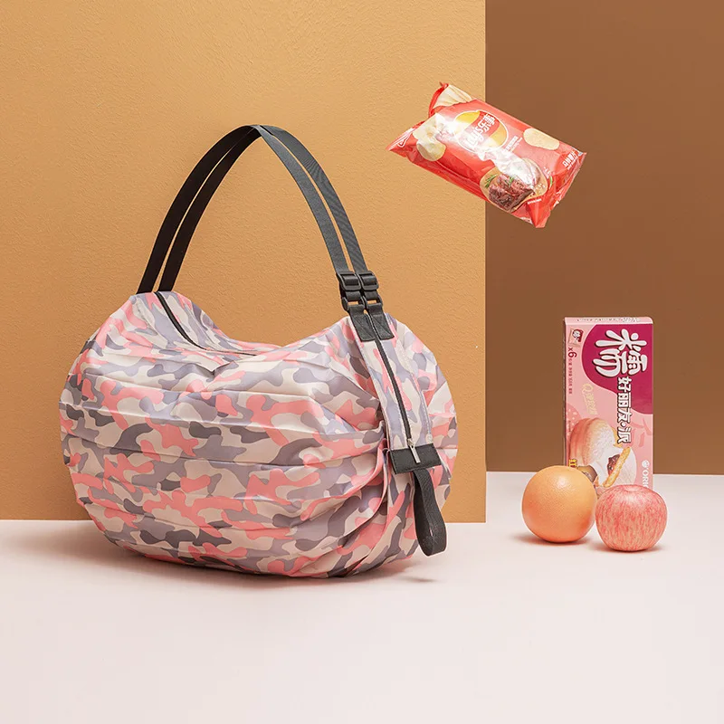 Wholesale New Portable Large Nylon Beach Bags,Foldable Cloth Tote Supermarket Shopping Storage Bag