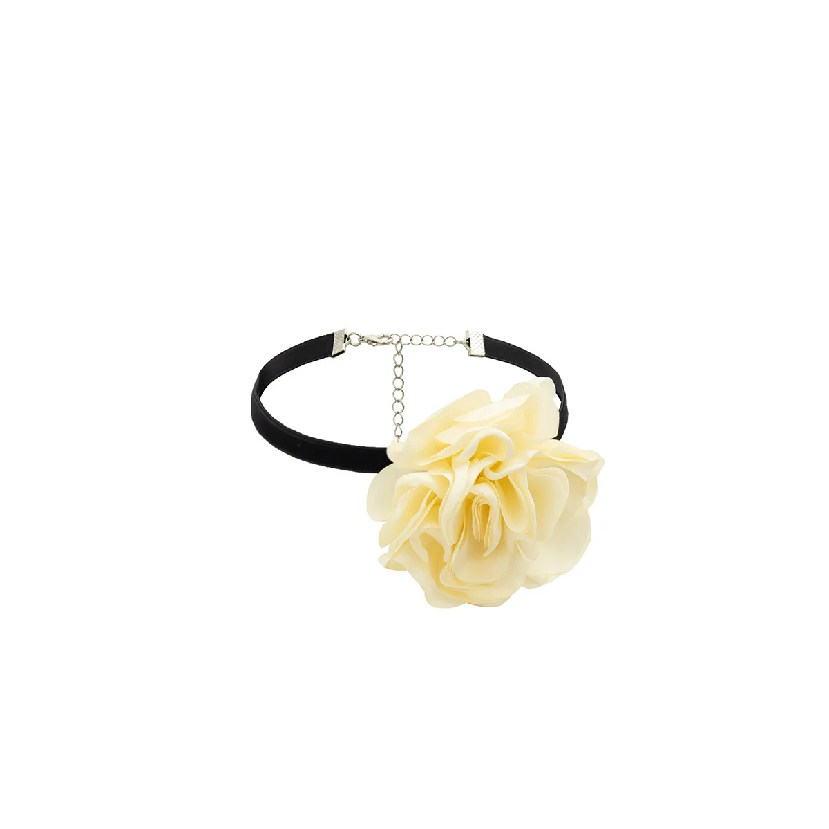 Wendalern Collana Girocollo Fiore Perla Bianca Rosa Raso Velluto Lace-up Collana Grande Camelia Floreale Allacciatura Collana Nuziale Gioielli Donna