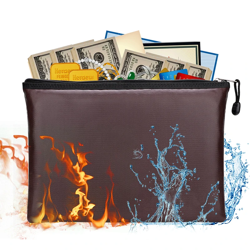 Waterproof And Fireproof Document Money Bag With Document Ticket Storage Bags