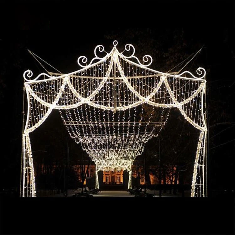 Открытый торговый центр Свадебные украшения мотив Рождество свет светодиодные фонари арки