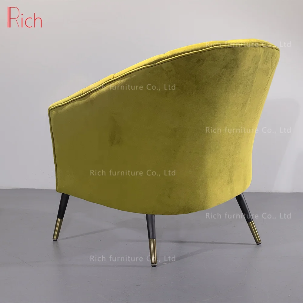 Modern Home Decorative Velvet Fabric Upholstered Curved Back Leisure Arm Chair for Apartment Living Room Hotel Office Event