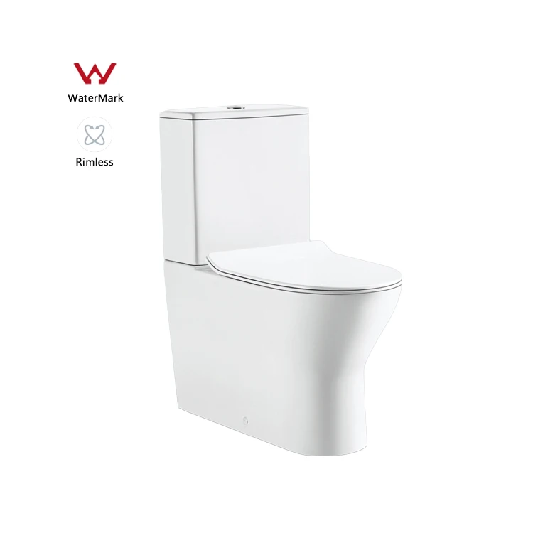 Watermark Australian Standard Two Piece Sanitary Ware Rimless Dual Flush WC Bathroom Back To Wall Toilet