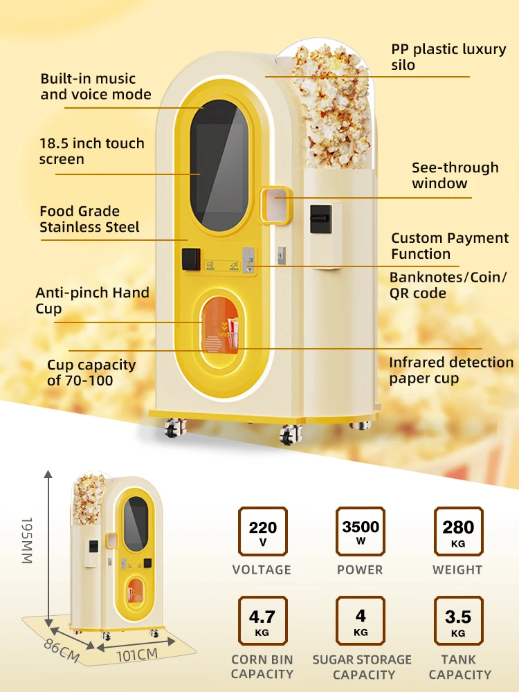New Design Popcorn Vending Machine Fully Automated Commercial Product