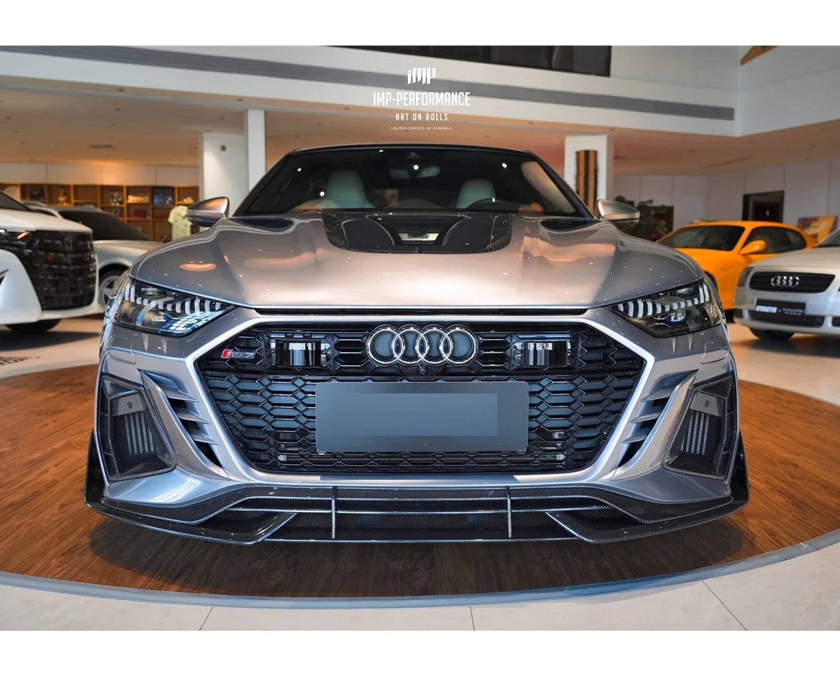 Imp Performance For Partial Carbon Fiber 2019-2024 RS6 Avant RS7 C8 Front Bumper With Canards Body