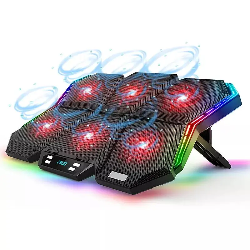 New Gaming RGB Laptop Cooling Pad LED Screen 6 Cooling Fans Cooler Stand for Laptop