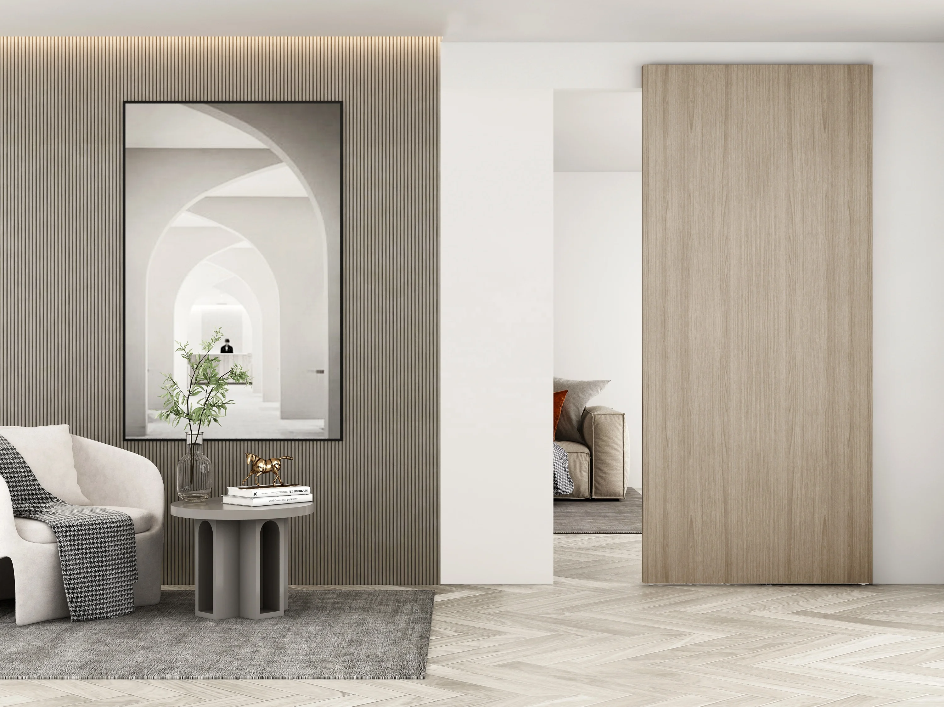 Concealed Sliding System With Soft Close Mechanism, GHOST SLIDING GLASS DOOR ALUMINUM