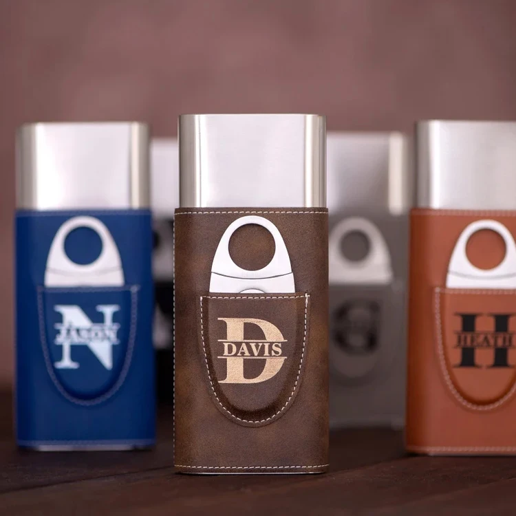 Factory Travel Faux Leather Stainless Steel Tube Monogrammed