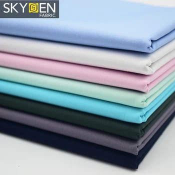 Skygen fabrics cotton shirt raw materials stock lot fabric solid pure cotton print fabric for shirt high quality