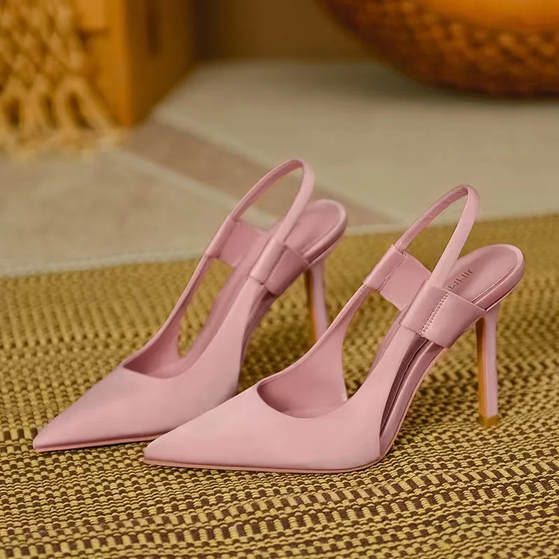 2023 New fairy high heels female pointy French stiletto Mueller shoes women's casual outside wear baotou sandals