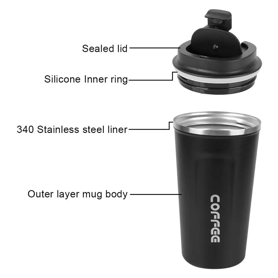 Temperature Display Indicator Sipper 380ML 510ML Vacuum Insulated Stainless Steel Tea Coffee Mug Thermos Flask Travel Mug